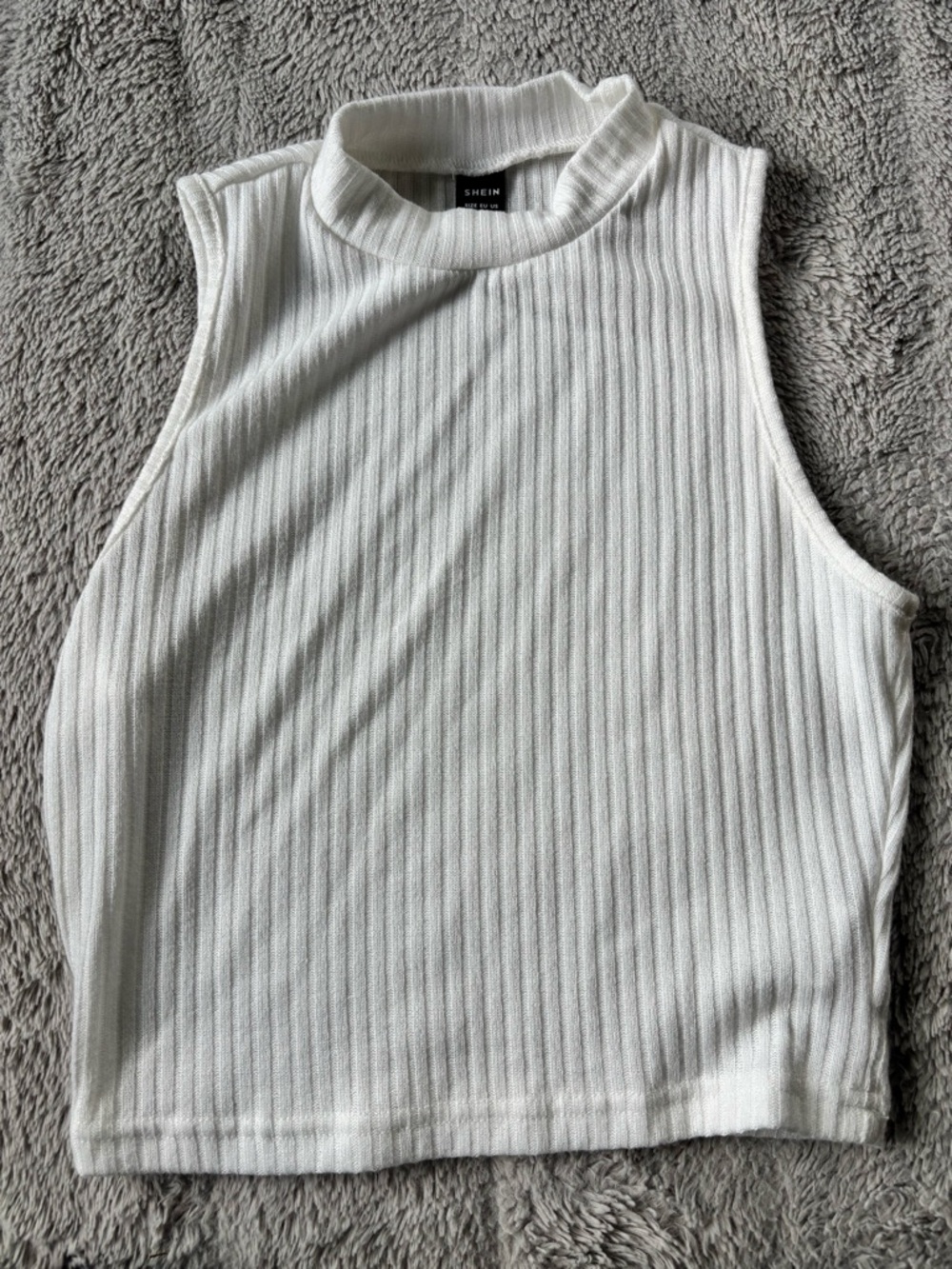 SHEIN White Ribbed Mock Neck Sleeveless Crop Tank